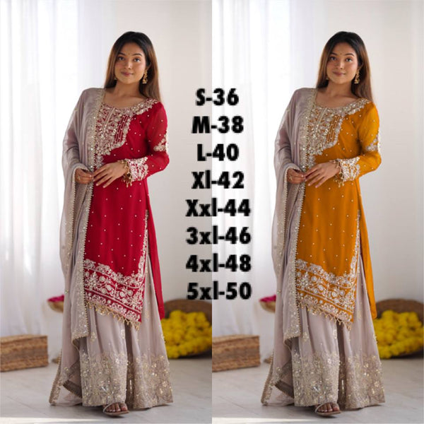 Luxury Embroidered Georgette Suit Set with Dupatta