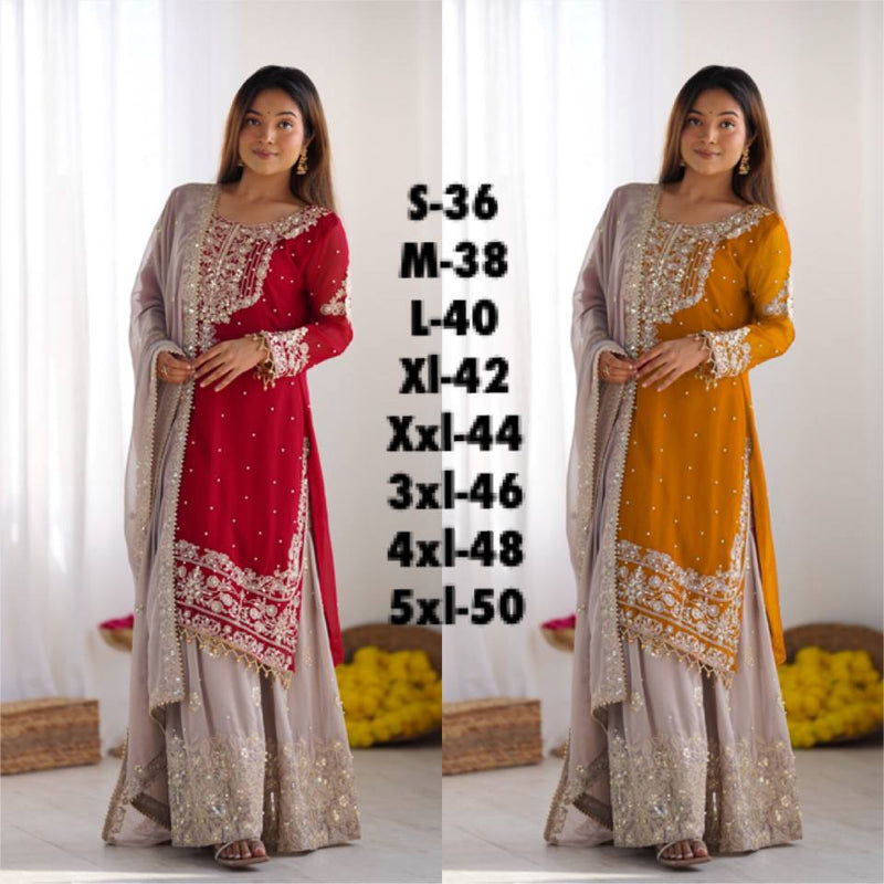Luxury Embroidered Georgette Suit Set with Dupatta