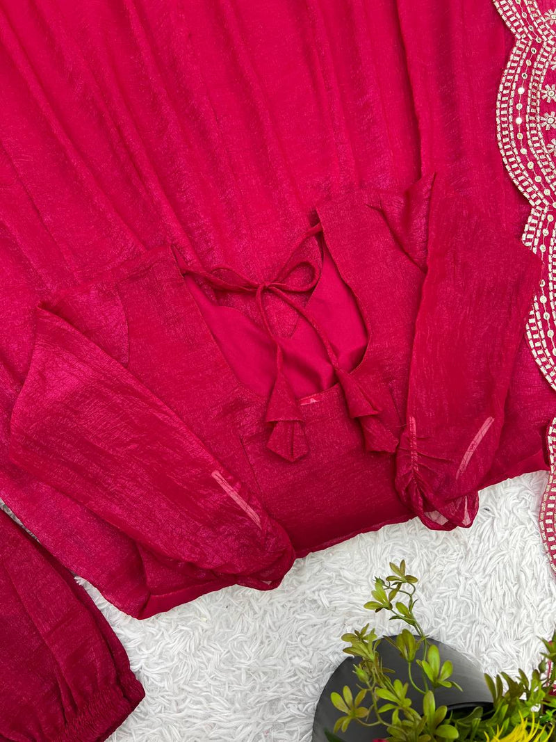 Elegant Heavy Embroidery Sequin Work Gown with Dupatta