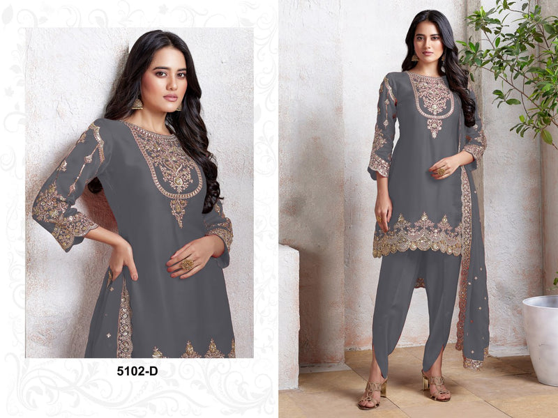 Heavy Embroidered Georgette Dress Material with Dupatta