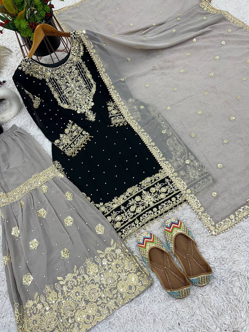 Premium Full-Stitched Partywear Plazzo Suit with Dupatta