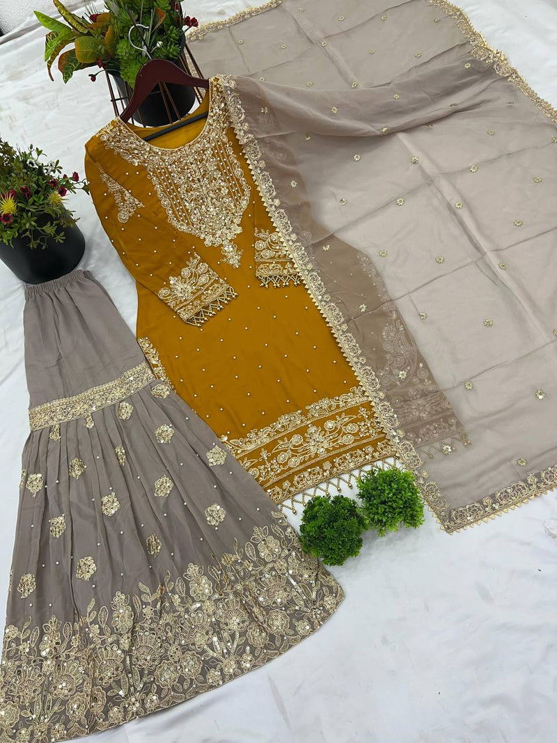 Luxury Embroidered Georgette Suit Set with Dupatta