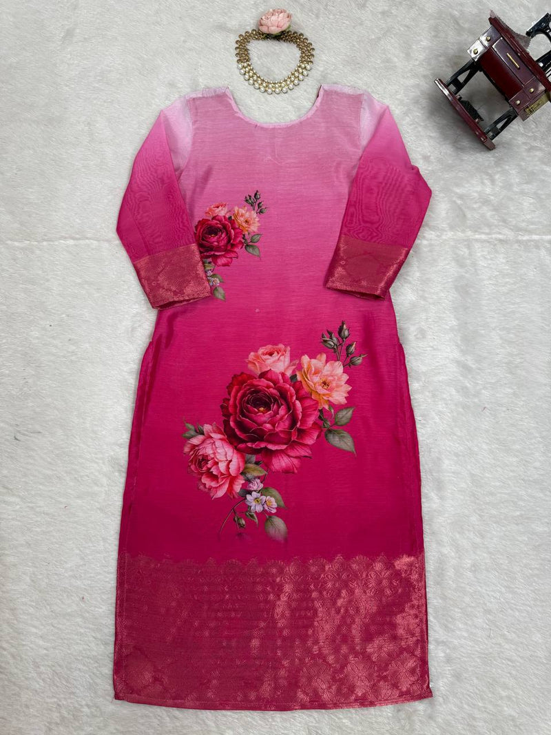Premium Chanderi Silk Jacquard & Digital Print Suit with Micro Pants