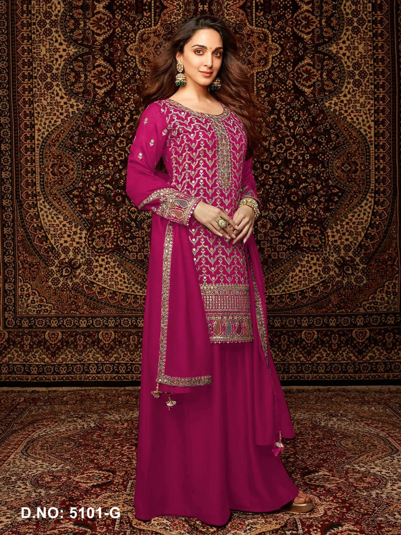 Designer Chinon Silk Suit Set with Dupatta