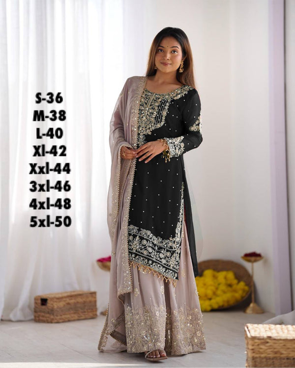 Premium Full-Stitched Partywear Plazzo Suit with Dupatta