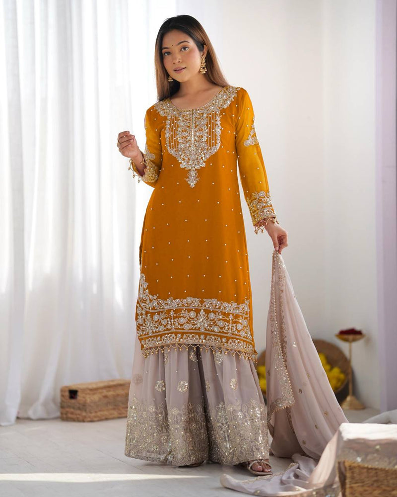Luxury Embroidered Georgette Suit Set with Dupatta