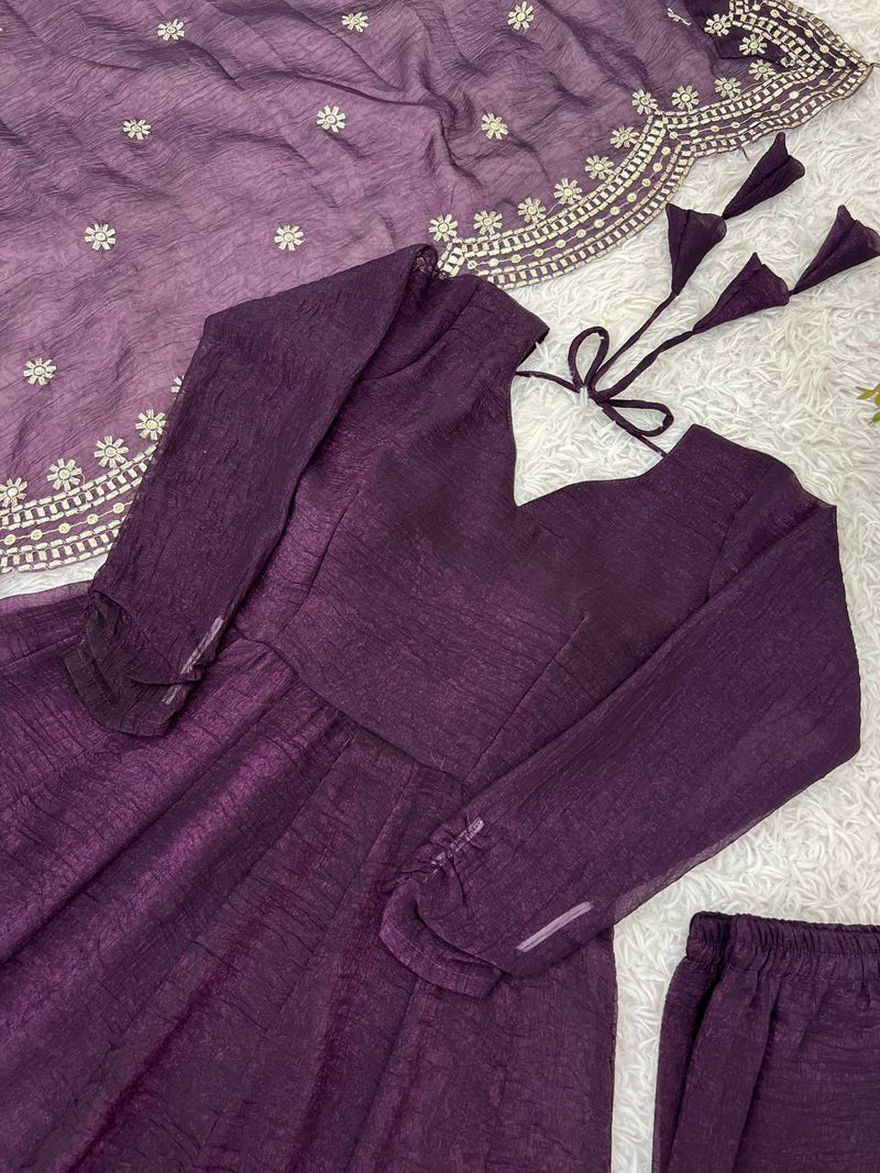Exclusive Heavy Designer Gown in Fandy Silk with Embroidered Dupatta