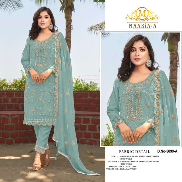 Heavy Embroidered Organza Suit with Moti Dupatta