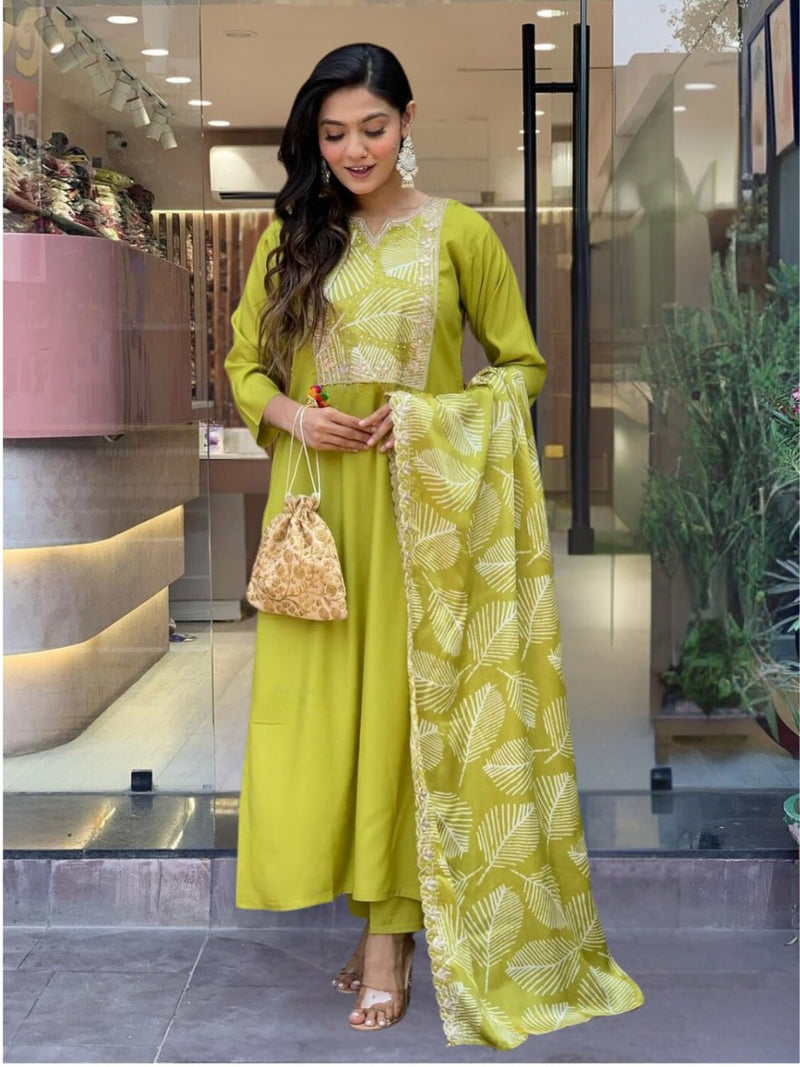 New Designer Lemon Yellow Kurta, Pant & Dupatta Set for Women