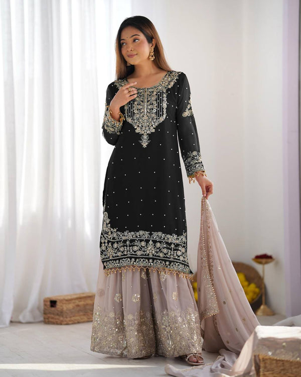 Premium Full-Stitched Partywear Plazzo Suit with Dupatta