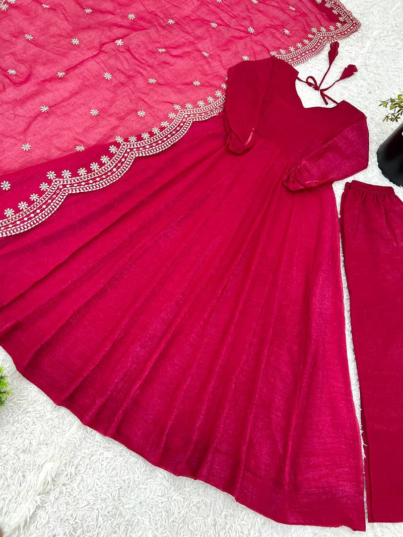 Elegant Heavy Embroidery Sequin Work Gown with Dupatta
