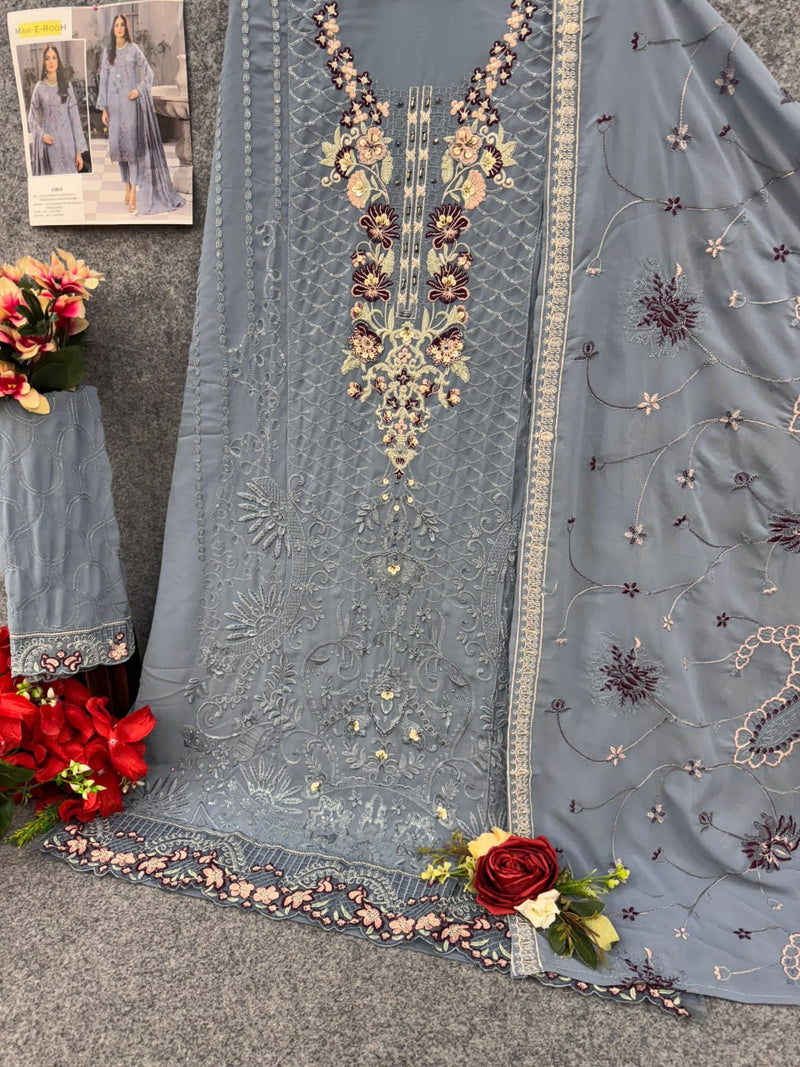 Designer Fully Stitched Georgette Suit Set with Handwork & Dupatta