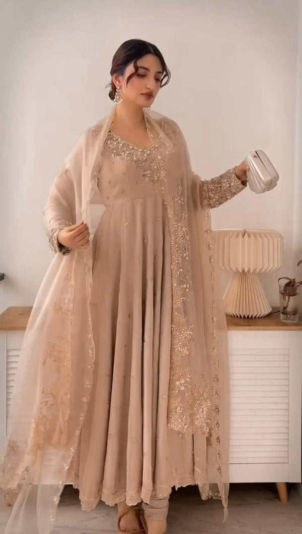 Party Wear Embroidered Gown Set with Dupatta