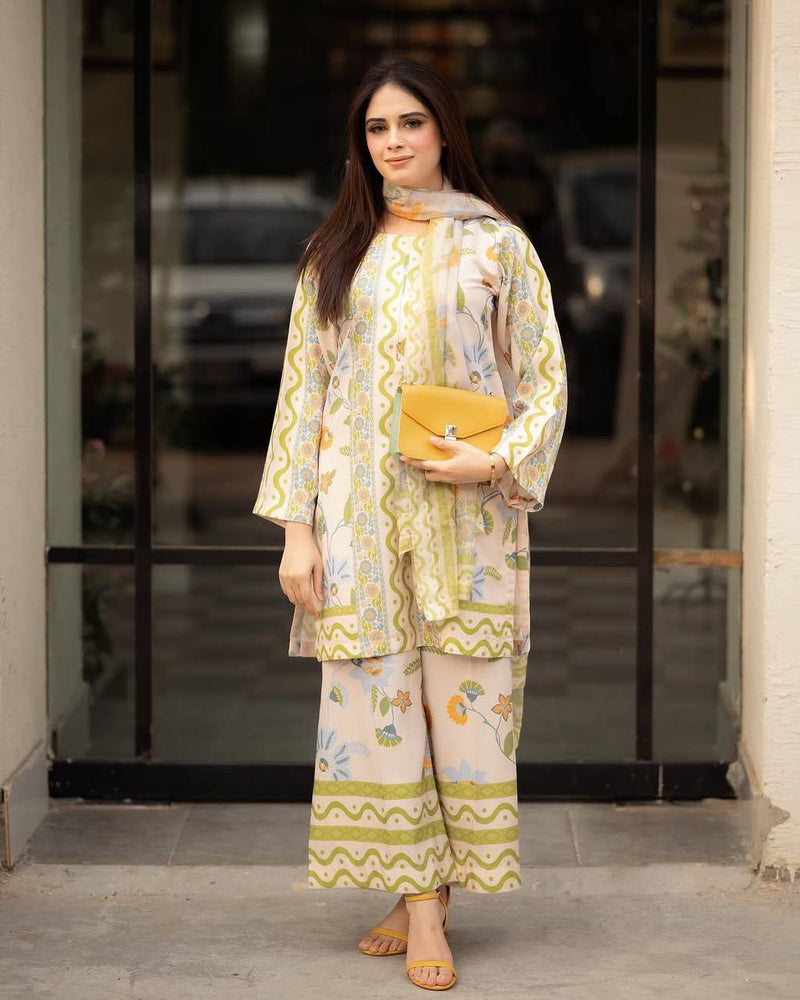 Digital Print Pure Crepe Co-ords Set with Dupatta