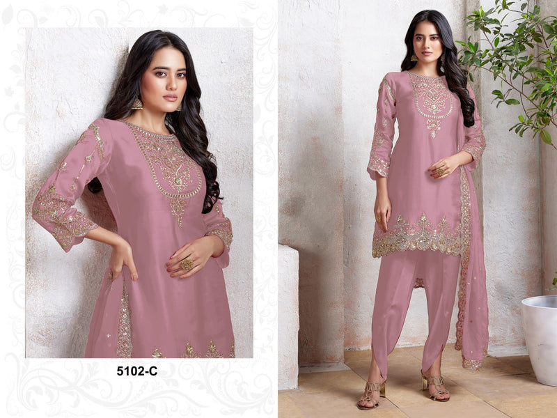 Heavy Embroidered Georgette Dress Material with Dupatta