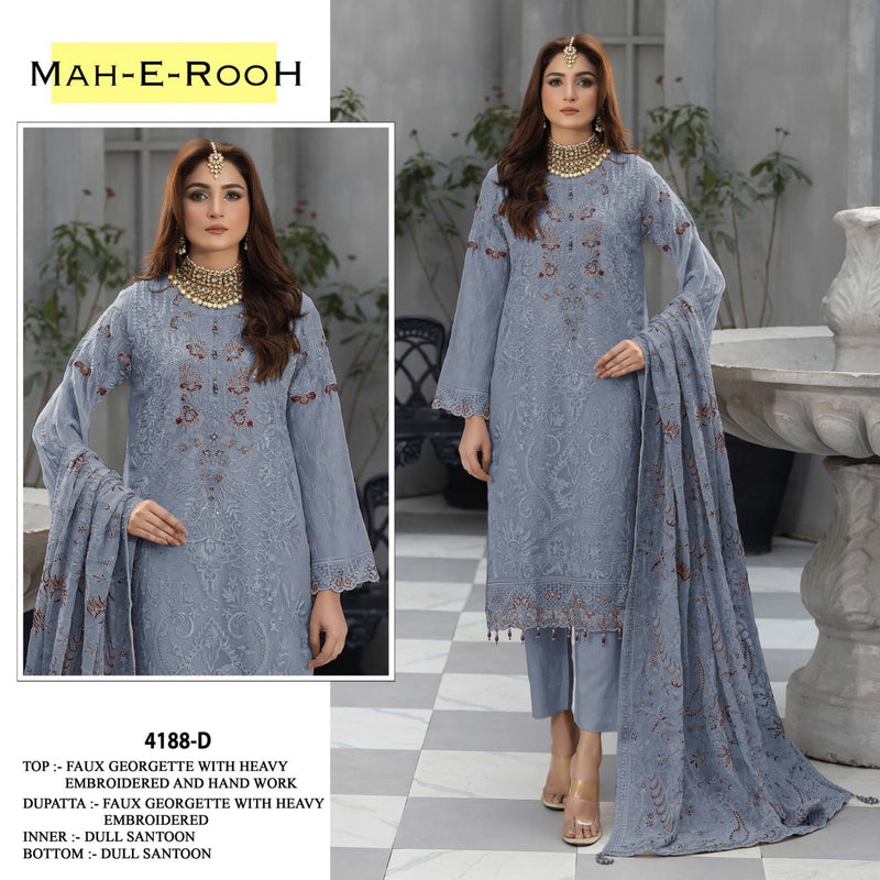 Designer Fully Stitched Georgette Suit Set with Handwork & Dupatta