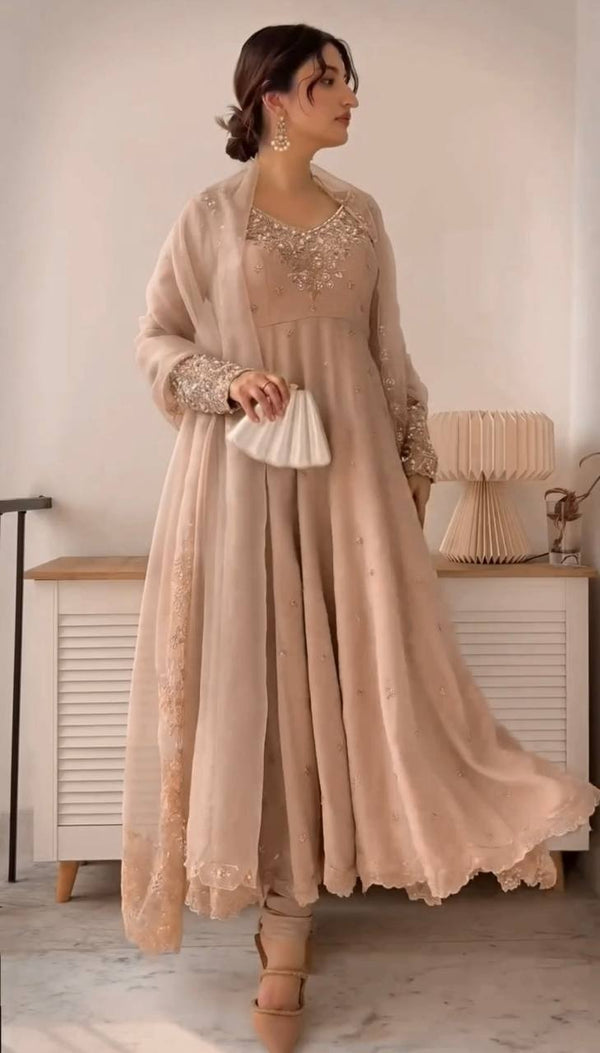 Party Wear Embroidered Gown Set with Dupatta