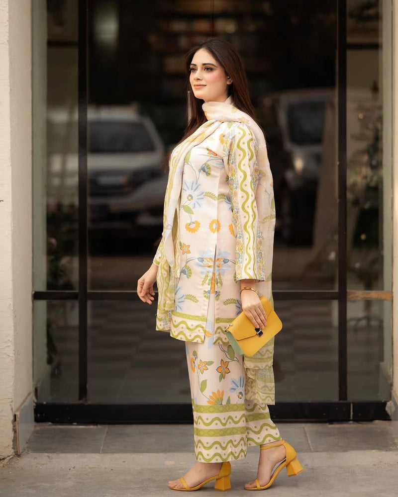Digital Print Pure Crepe Co-ords Set with Dupatta