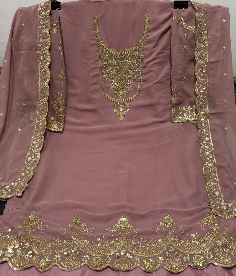 Heavy Embroidered Georgette Dress Material with Dupatta