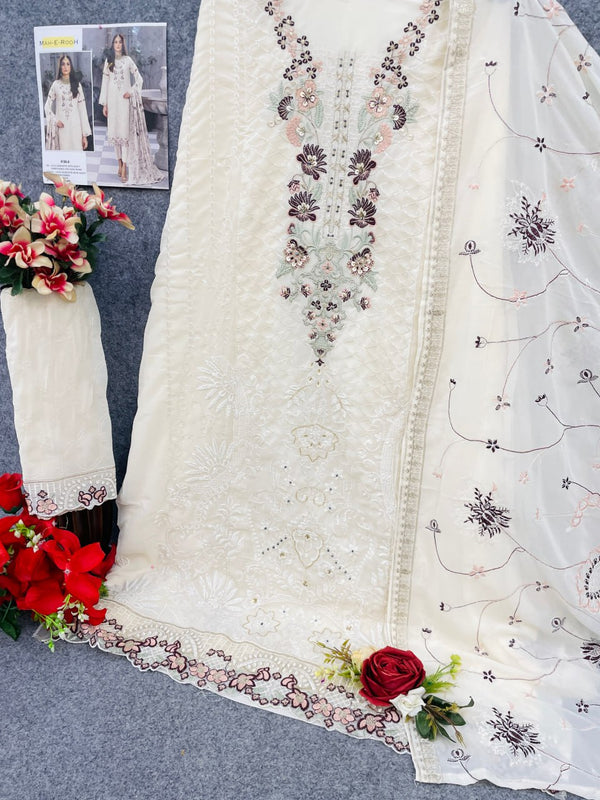 Designer Fully Stitched Georgette Suit Set with Handwork & Dupatta