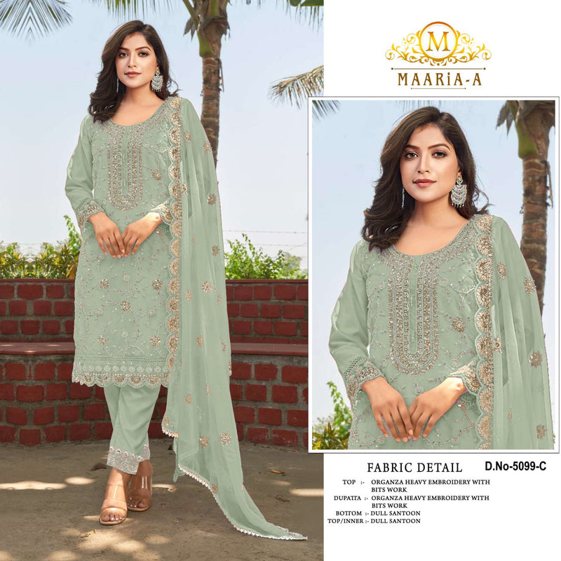 Heavy Embroidered Organza Suit with Moti Dupatta