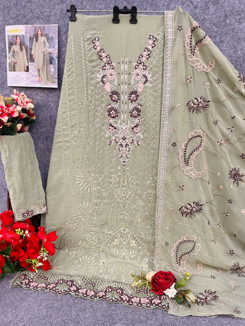 Designer Fully Stitched Georgette Suit Set with Handwork & Dupatta