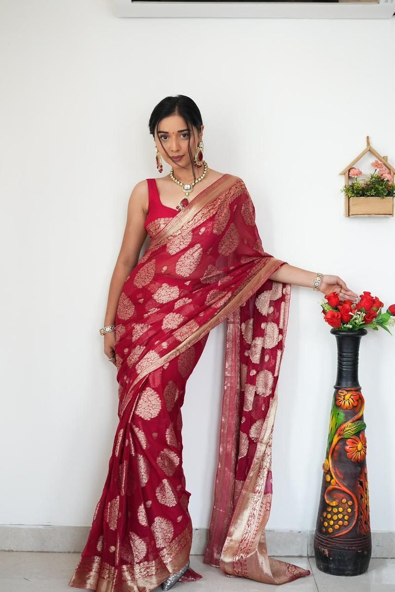 JUST ONE MINUTE TO WEAR SAREE SOFT LINEN SLAB ATTRACTIVE CHARMFULL