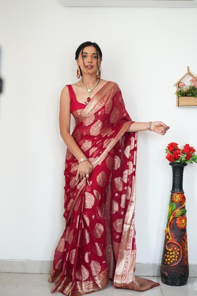 JUST ONE MINUTE TO WEAR SAREE SOFT LINEN SLAB ATTRACTIVE CHARMFULL