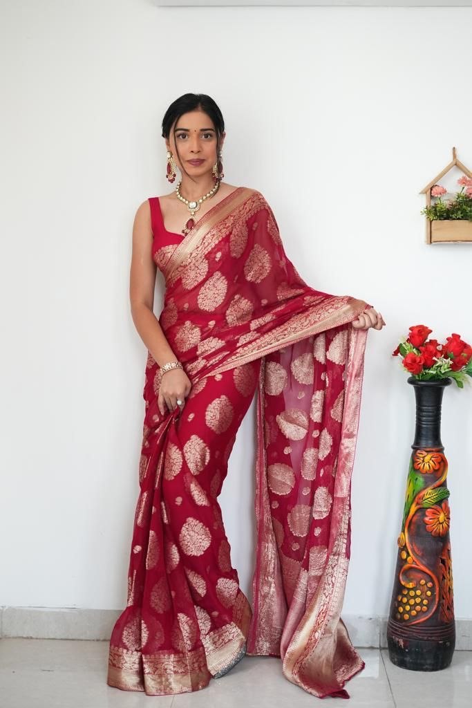 JUST ONE MINUTE TO WEAR SAREE SOFT LINEN SLAB ATTRACTIVE CHARMFULL