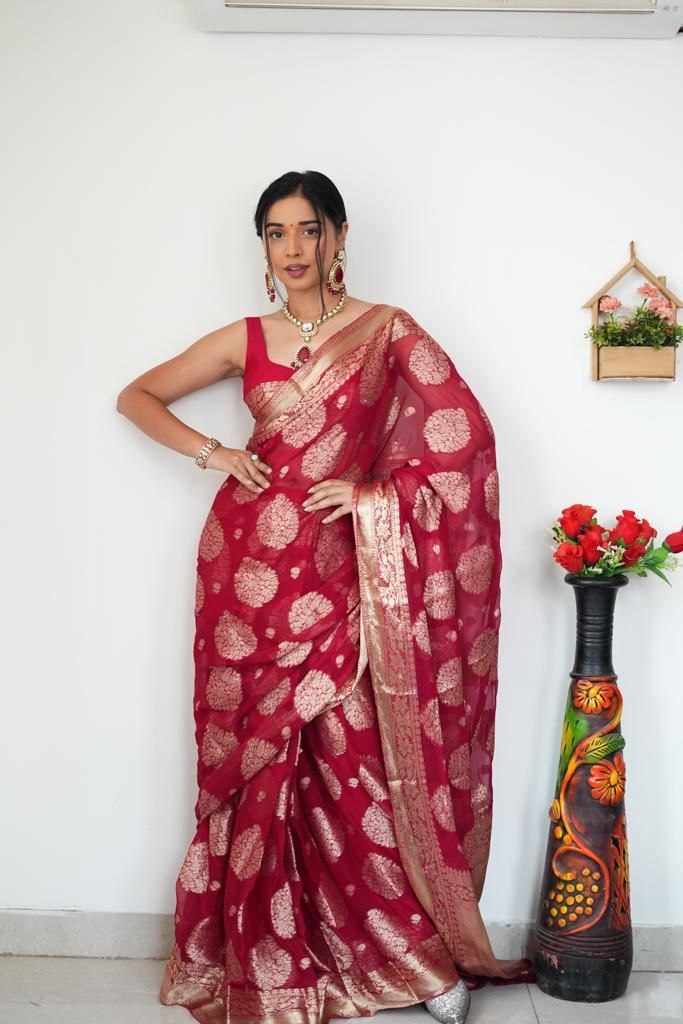 JUST ONE MINUTE TO WEAR SAREE SOFT LINEN SLAB ATTRACTIVE CHARMFULL