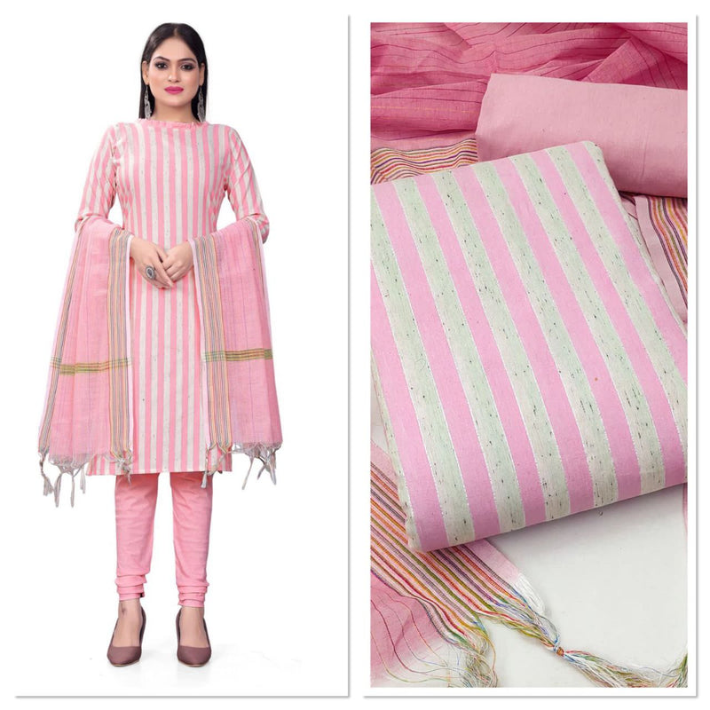 WONDERFUL COTTON JACQUARD STRAIGHT CUT  SUIT WITH CHUDIDHAR PANT AND DUPATTA