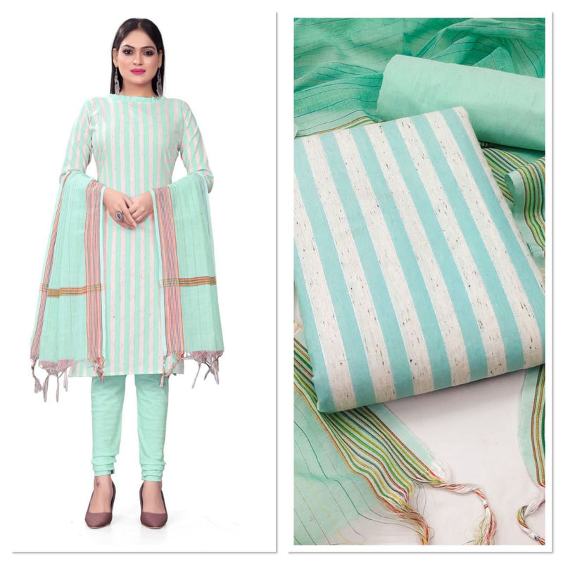 WONDERFUL COTTON JACQUARD STRAIGHT CUT  SUIT WITH CHUDIDHAR PANT AND DUPATTA