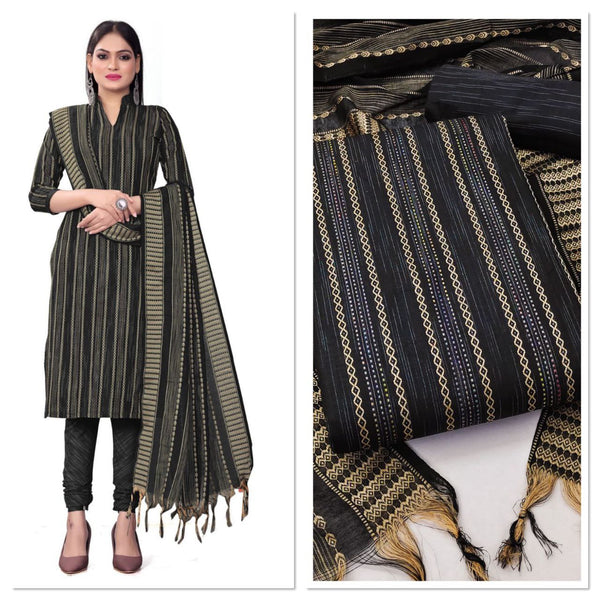 DESIGNER WEAVING COTTON JACQUARD SALWAR SUIT WITH CHUDIDHAR PANT AND DUPATTA