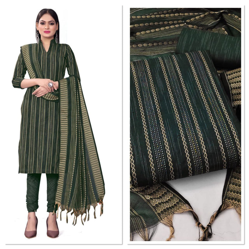 DESIGNER WEAVING COTTON JACQUARD SALWAR SUIT WITH CHUDIDHAR PANT AND DUPATTA