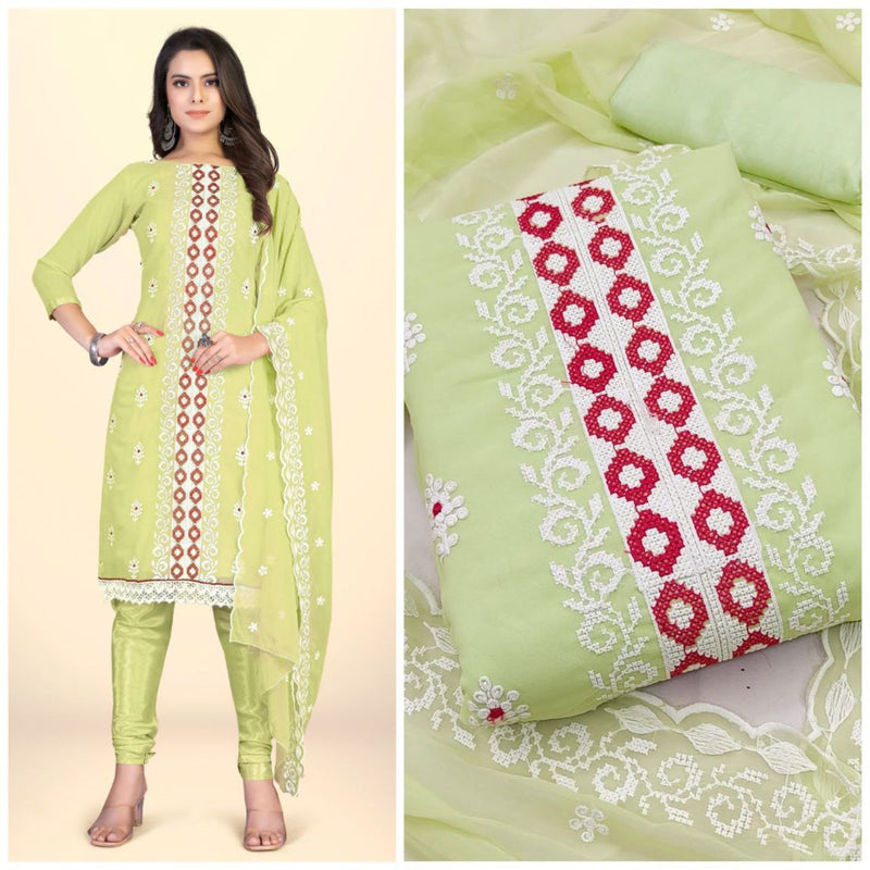 FANCY LATEST EMBROIDERY WORK SUIT WITH SENTON CHUDIDHAR PANT AND DUPATTA