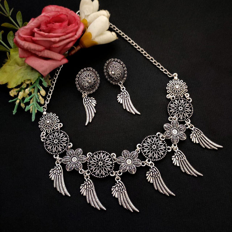 Beautiful Oxidized Plated Choker Set And Earrings