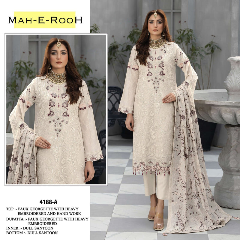 Designer Fully Stitched Georgette Suit Set with Handwork & Dupatta