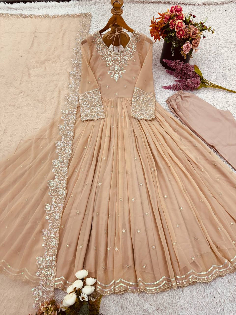 Party Wear Embroidered Gown Set with Dupatta
