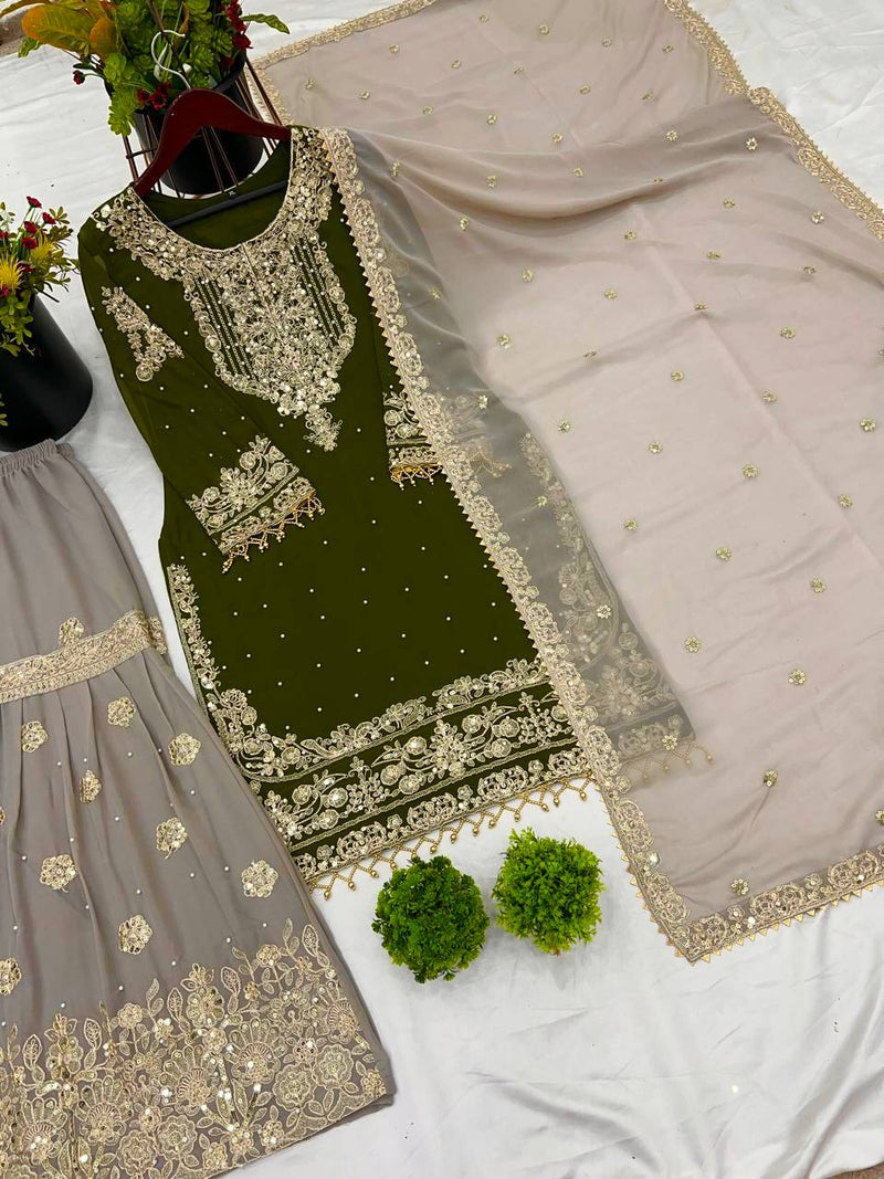Designer Faux Georgette Embroidered Suit Set