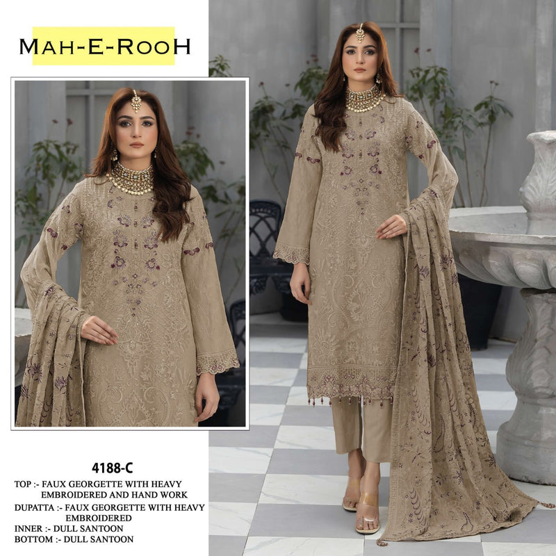 Designer Fully Stitched Georgette Suit Set with Handwork & Dupatta