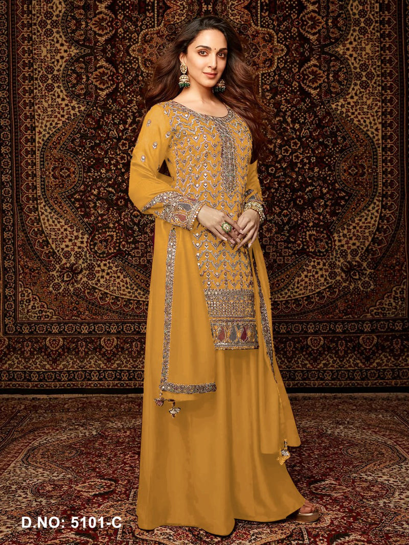 Designer Chinon Silk Suit Set with Dupatta
