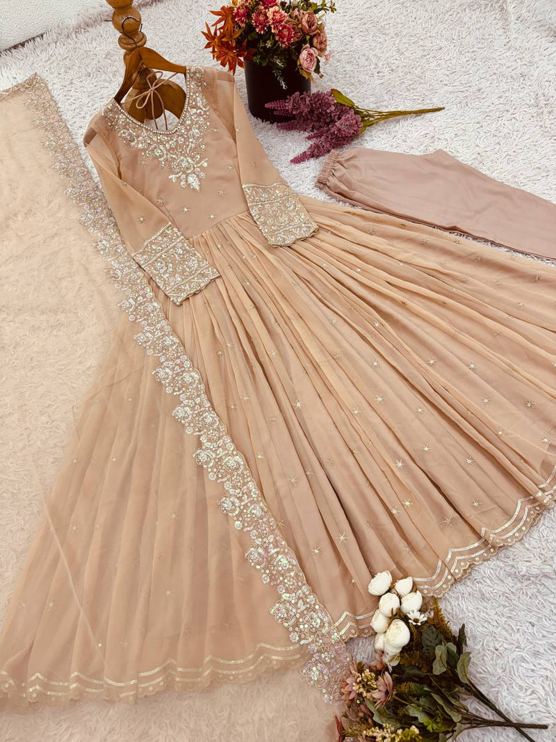 Party Wear Embroidered Gown Set with Dupatta