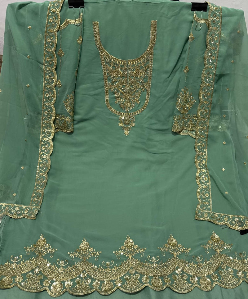 Heavy Embroidered Georgette Dress Material with Dupatta