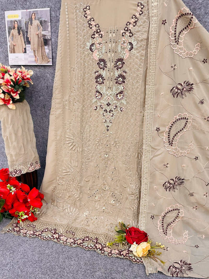 Designer Fully Stitched Georgette Suit Set with Handwork & Dupatta
