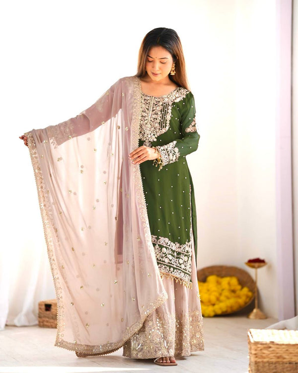Designer Faux Georgette Embroidered Suit Set