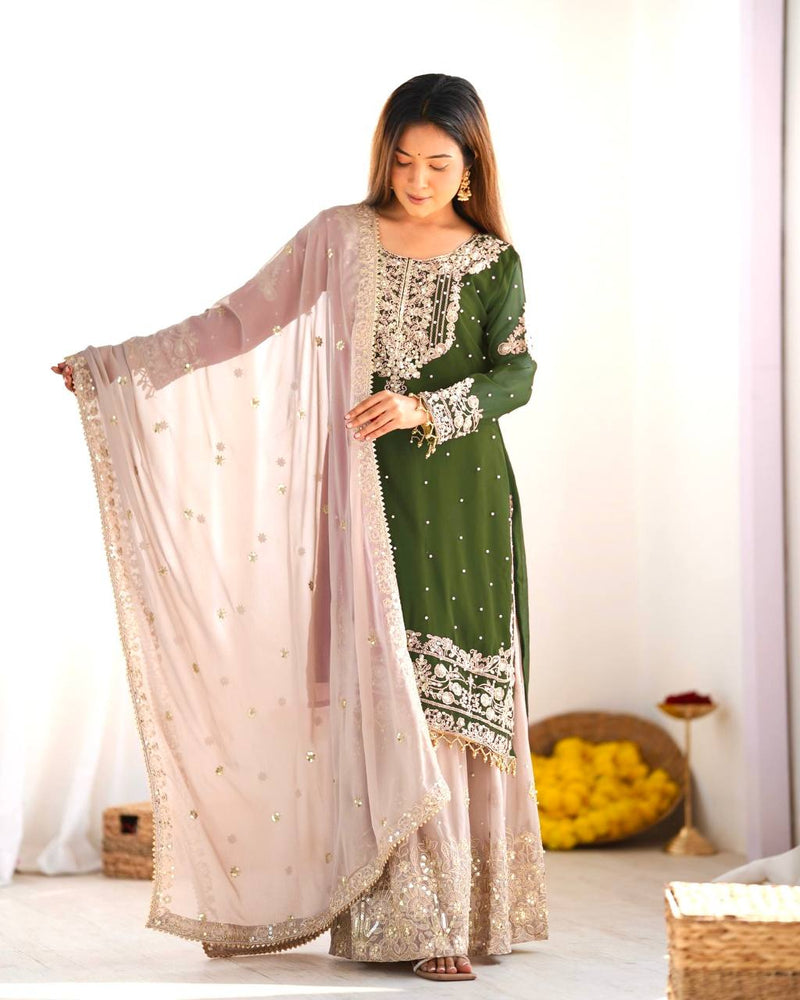 Designer Faux Georgette Embroidered Suit Set
