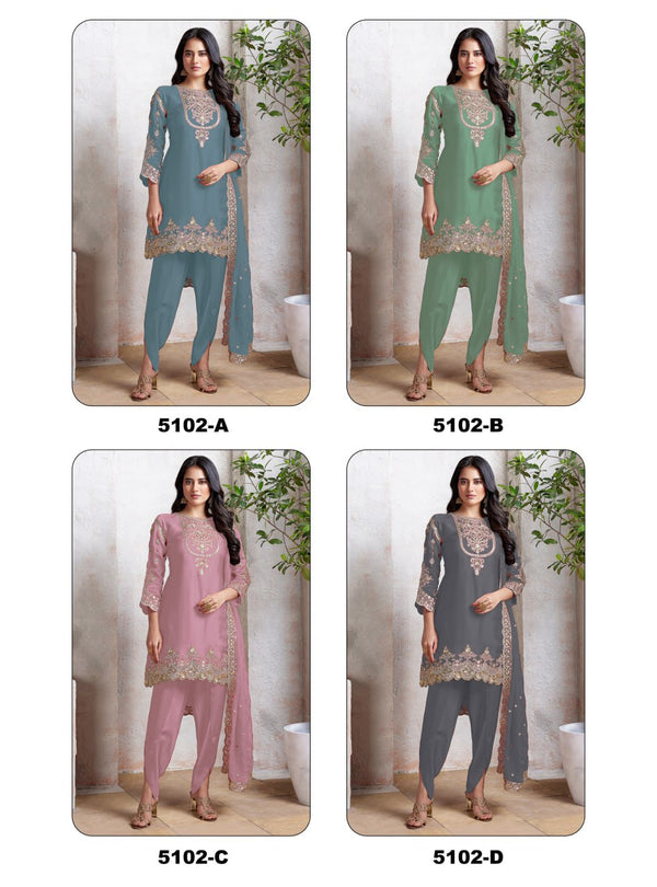 Heavy Embroidered Georgette Dress Material with Dupatta