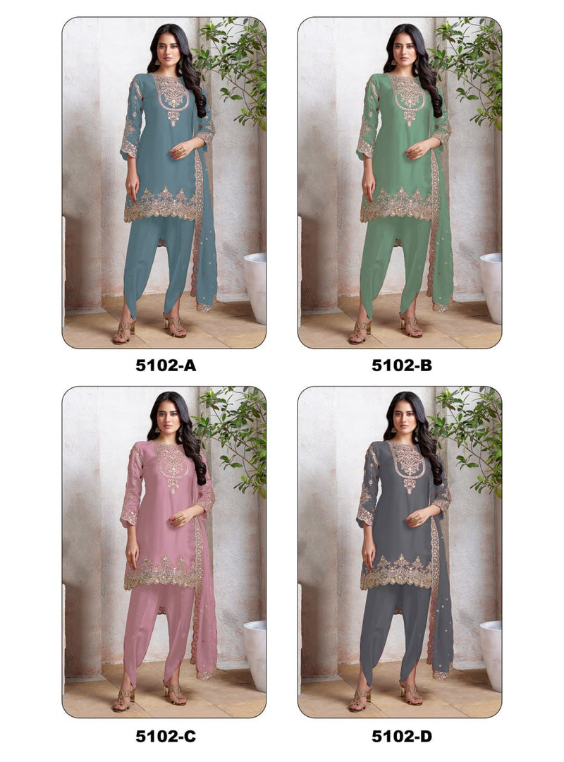 Heavy Embroidered Georgette Dress Material with Dupatta
