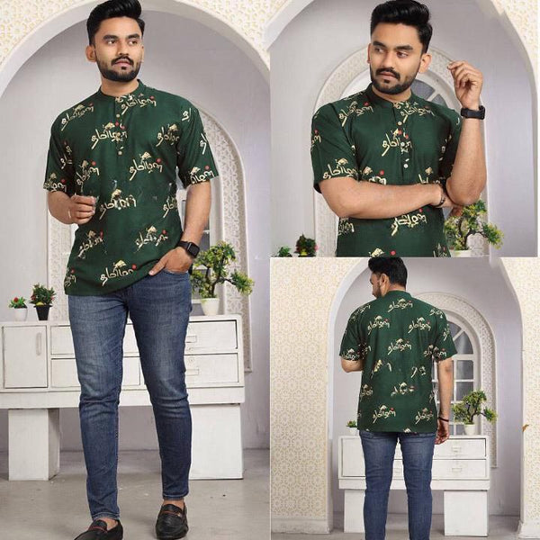 Refreshing Green Heavy Galaxy Cotton foil printed shirt