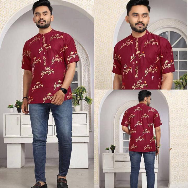 Enchanting Maroon Heavy Galaxy Cotton foil printed shirt